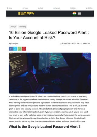 16 Billions Google Leaked Password Alert in 2025 | PDF