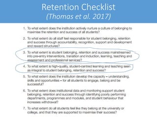Retention Checklist
(Thomas et al. 2017)
 