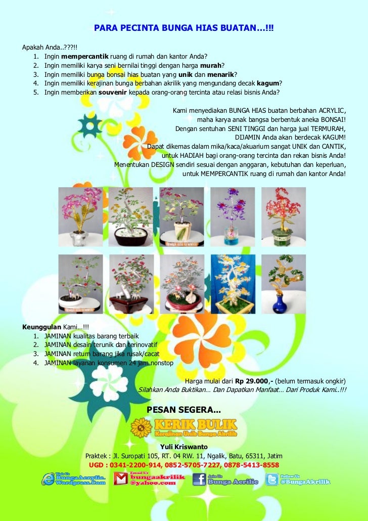 Bulik Hendi Kerajinan Unik Bunga Akrilik Unique Flower Crafts Acryl