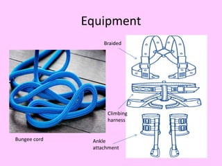 Equipment
Ankle
attachment
Climbing
harness
Braided
Bungee cord