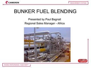 MEASUREMENT SYSTEMS




            BUNKER FUEL BLENDING
                            Presented by Paul Bagnall
                          Regional Sales Manager - Africa




RAISING PERFORMANCE. TOGETHERTM
 