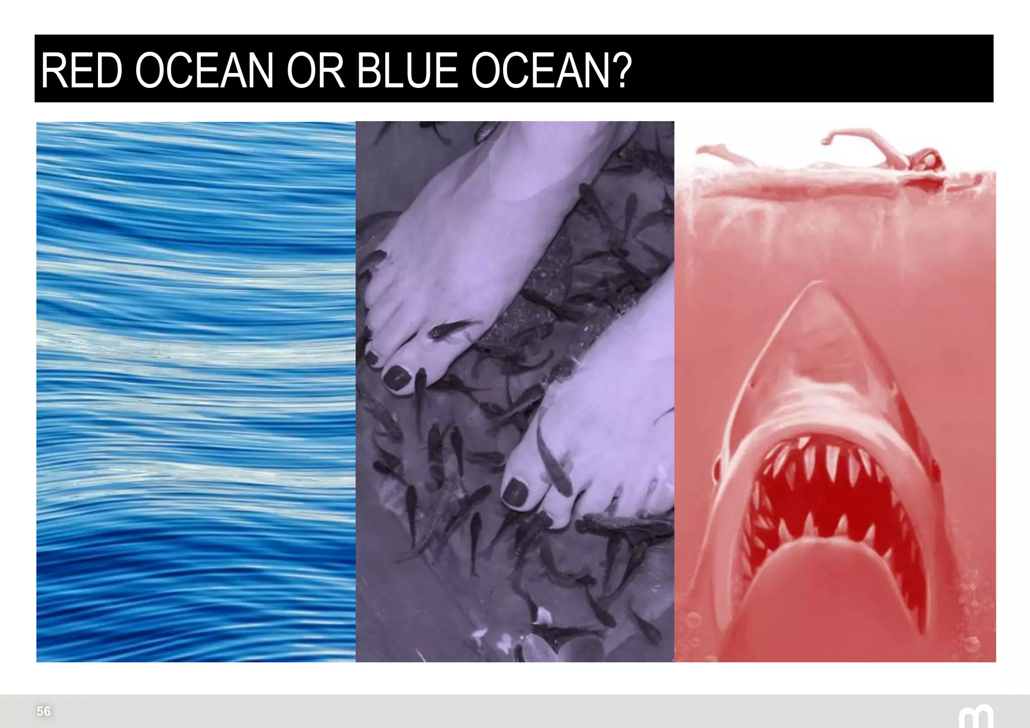 56
RED OCEAN OR BLUE OCEAN?
 