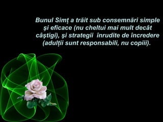 Bunul Simţ a trăit sub consemnări simple
  şi eficace (nu cheltui mai mult decât
câştigi), şi strategii înrudite de încredere
  (adulţii sunt responsabili, nu copiii).
 