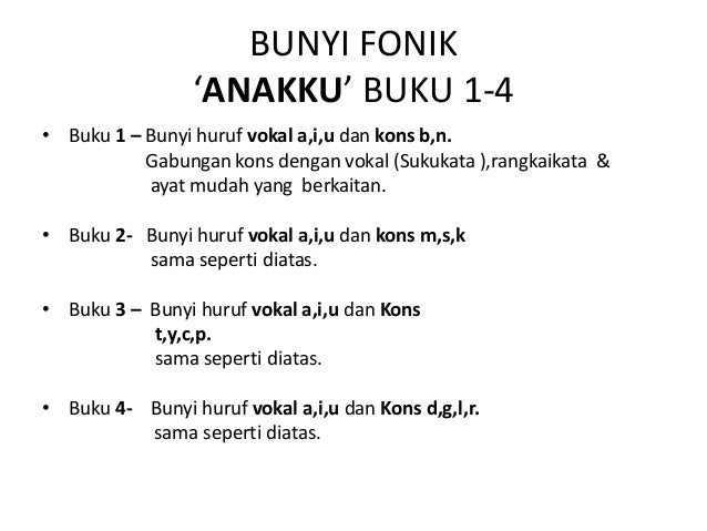 Bunyi huruf2 fonik & asosiasinya utk panduan ibubapa