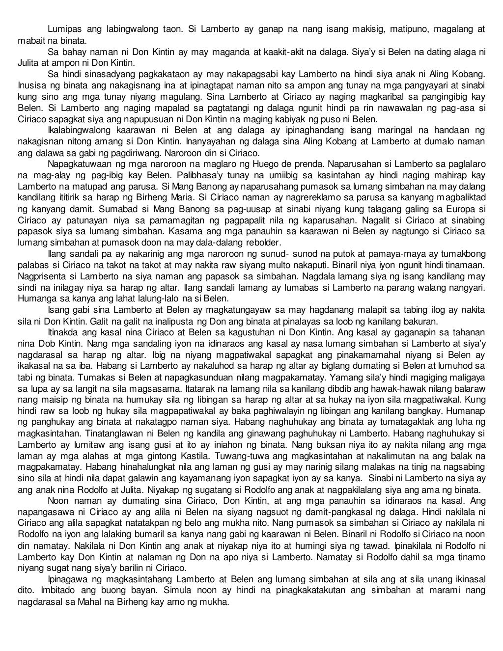 Buod ng ang lumang simbahan isang nobela