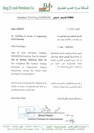 Burapetco I Kuwait Energy Egypt Training Certificate I 2017