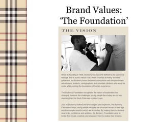 Brand Values:
‘The Foundation’
 