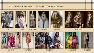 CULTURE – REINVENTION BASED ON TRADITION
1974
S/S 2014 S/S 2015
F/W 2012S/S 2012
S/S 2013 S/S 2018
1990 A/W 2000 F/W 2007
F/W 2013
 