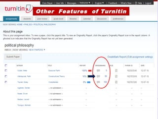 Other Features of Turnitin
 
