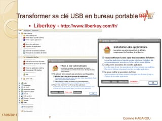 Transformer sa clé USB en bureau portable
              Liberkey - http://www.liberkey.com/fr/




17/06/2011
                    11                                 Corinne HABAROU
 