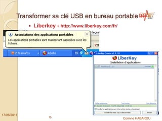 Transformer sa clé USB en bureau portable
              Liberkey - http://www.liberkey.com/fr/




17/06/2011
                    15                                 Corinne HABAROU
 