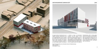 aMsterdaMseweg aMersFoort                                                                                                               2009




     de opgave behelst de transformatie van een    is intensief en vraagt om vernieuwende               amsterdamseweg, sterk en krachtig geleed
     enigszins verpaupert bedrijventerrein naar    concepten. het plan bestaat uit twee                 behorend bij de snelheid van de automobilist.
     een hoogwaardig gebied met een diversiteit    afzonderlijk te realiseren gebouwen die zich         dwars erop georiënteerd staat een blok met
     aan functies. wonen en werken op een plek     sterk als eenheid profileren waardoor er             kleine appartementen. de rafelrand die zo
     aan de entree van de stad. een plek voor      ruimte ontstaat voor individuele expressie en        naar het park ontstaat maakt de relatie met
     starters, jonge ondernemers en studenten      waarbij flexibiliteit zorgt voor optimale vrijheid   het park optimaal en divers. het gebouw
     in een gebouw die onderdeel uitmaakt van      in typologie en gebruik. we hebben gekozen           heeft zo twee gezichten.
     een nieuw stedelijk weefsel. het programma    voor een verdraaid kantoren blok langs de

     project: prijsvraagontwerp voor commerciele ruimte en 50 starterswoningen
     plaats: amersfoort
     opdrachtgever: profund
36                                                                                                                                                      37
 
