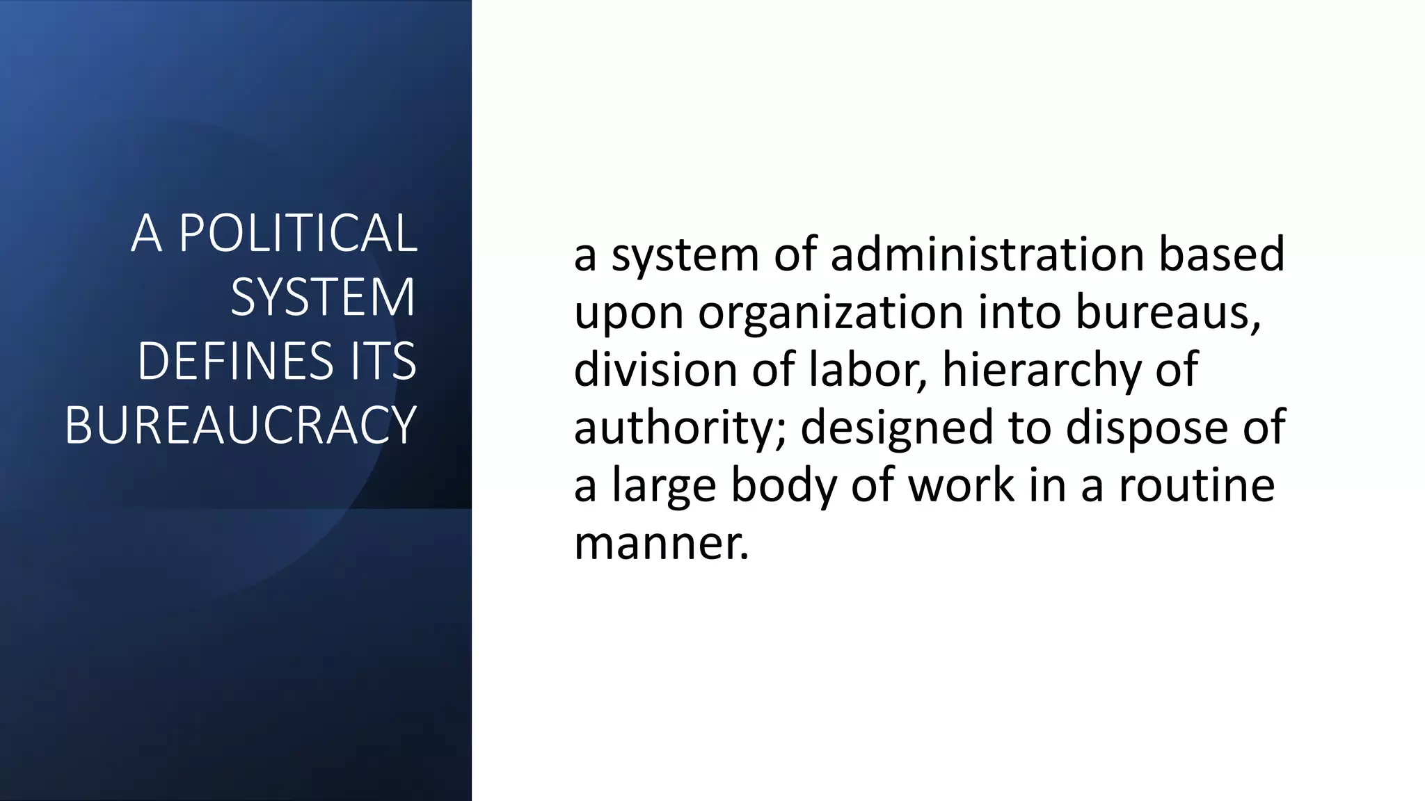 Bureucracy government and politics in public administration | PPT