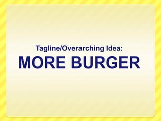 Tagline/Overarching Idea:
MORE BURGER
 