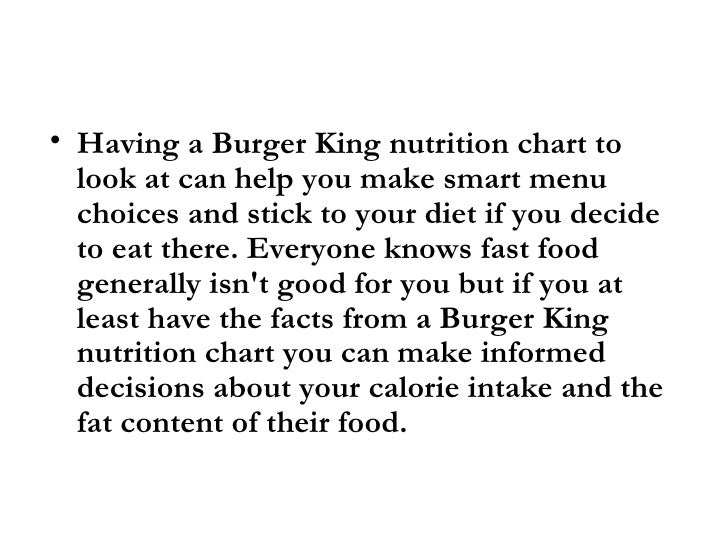 burger king nutrition facts burger king nutrition chart