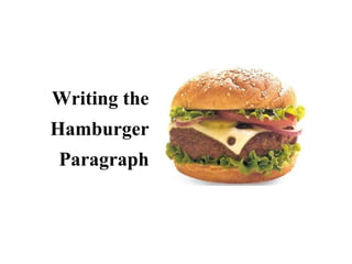 Writing the
Hamburger
Paragraph
 