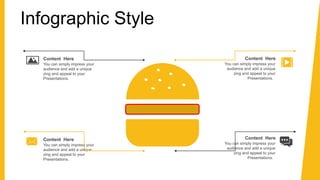 Infographic Style
Content Here
You can simply impress your
audience and add a unique
zing and appeal to your
Presentations.
Content Here
You can simply impress your
audience and add a unique
zing and appeal to your
Presentations.
Content Here
You can simply impress your
audience and add a unique
zing and appeal to your
Presentations.
Content Here
You can simply impress your
audience and add a unique
zing and appeal to your
Presentations.
 