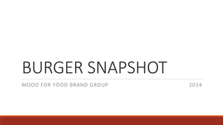 BURGER SNAPSHOT
MOOD FOR FOOD BRAND GROUP 2014
 