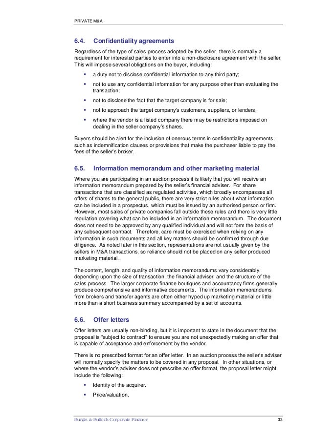 M A Bid Process Letter Template M A Bid Process Letter Template