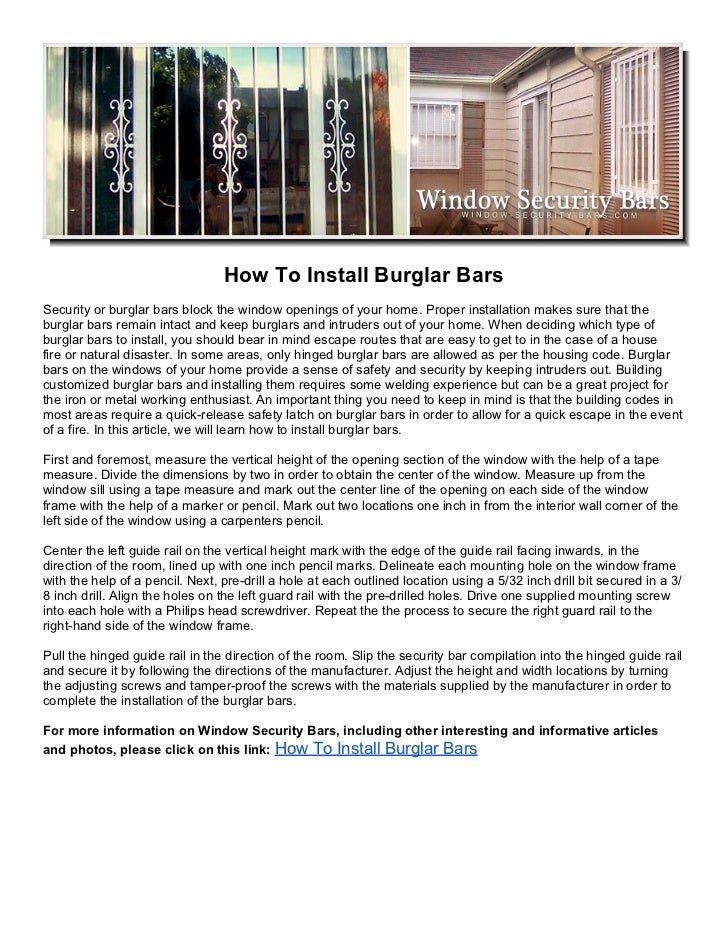 How To Install Burglar Bars