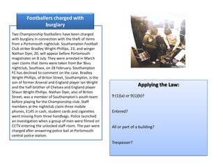 Mens Rea of BurglaryKnowledge or recklessness as to trespassingand9 (1)(a)9 (1)(b)With intent to commit one of the ulterior offences in s.9(2)They don’t actually have to commit it!That for:s.20 GBHTheftConditional Intent is enoughR v Walkington ; AG’s Ref No1 & 2 of 1979