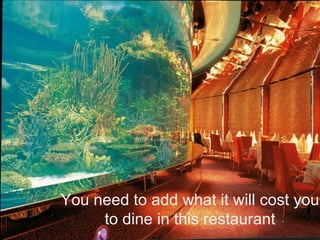 You need to add what it will cost you
     to dine in this restaurant
 
