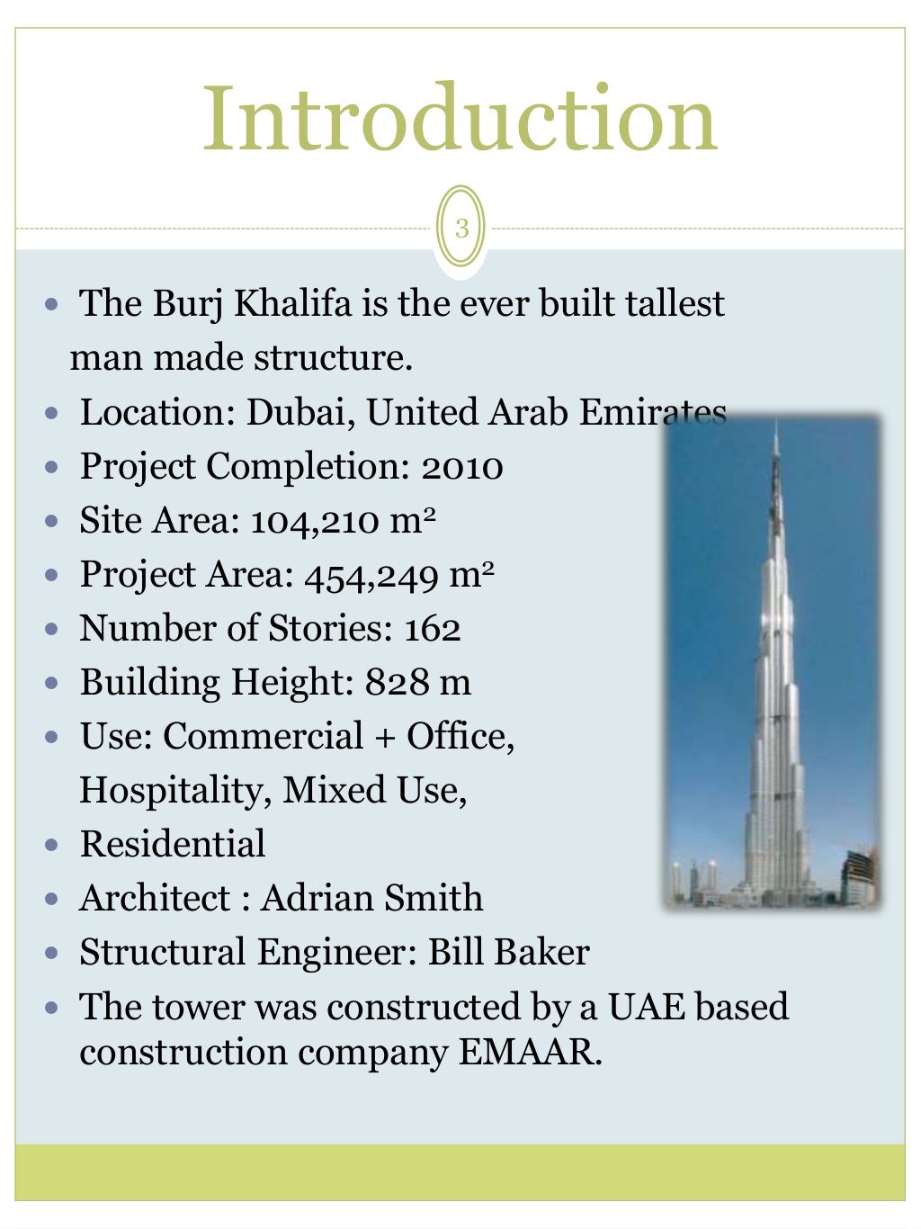 Burj khalifa , its engineering as well as architectural features and