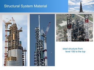 Structural System Material
steel structure from
level 156 to the top
 