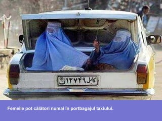 Femeile pot călători numai în portbagajul taxiului.
 
