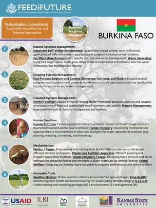 The Feed the Future Sustainable Intensification Innovation Lab activities in Burkina Faso