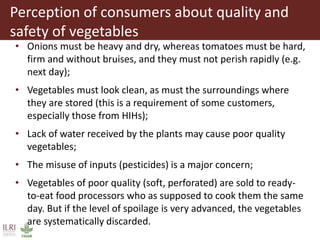Value chain assessment of animal source foods and vegetables in Ouagadougou, Burkina Faso: Food safety, quality and hygiene perceptions and practices