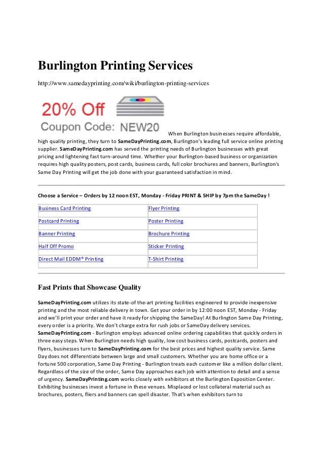 Burlington Printing Services