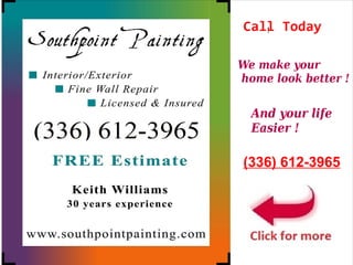 Call Today
   !



We make your
home look better !


  And your life
  Easier !

(336) 612-3965
 