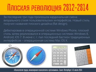 Плоская революция 2012-2014
«Психология труда, инженерная психология и эргономика», Санкт-Петербург 3-5 июля 2014
За после...