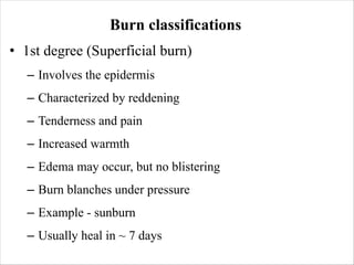 Sun Burn Classification BURN management and first aid bsc nursing | PDF