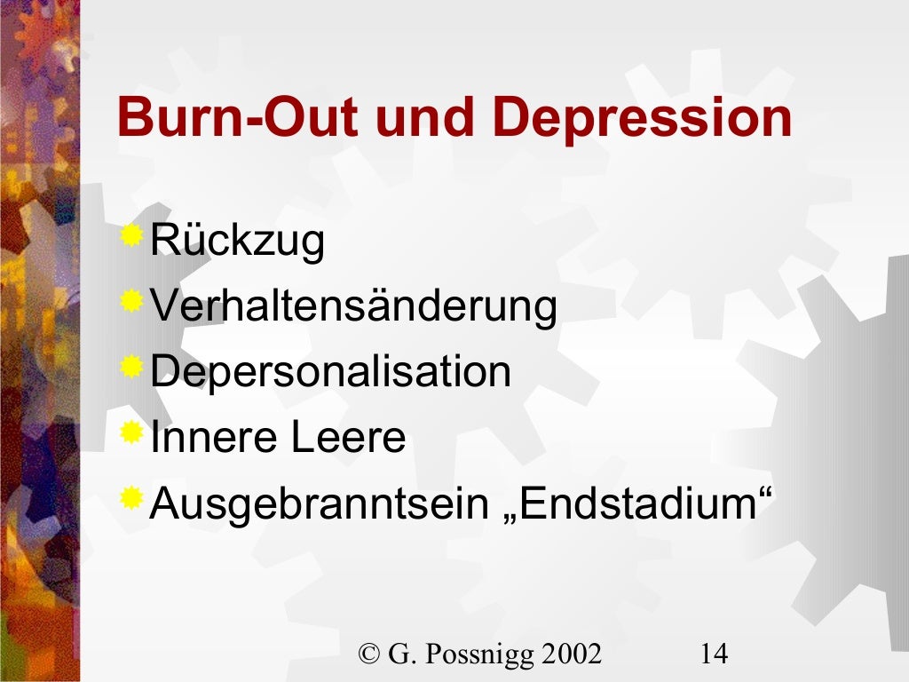 Burn out, depression und angst ppt
