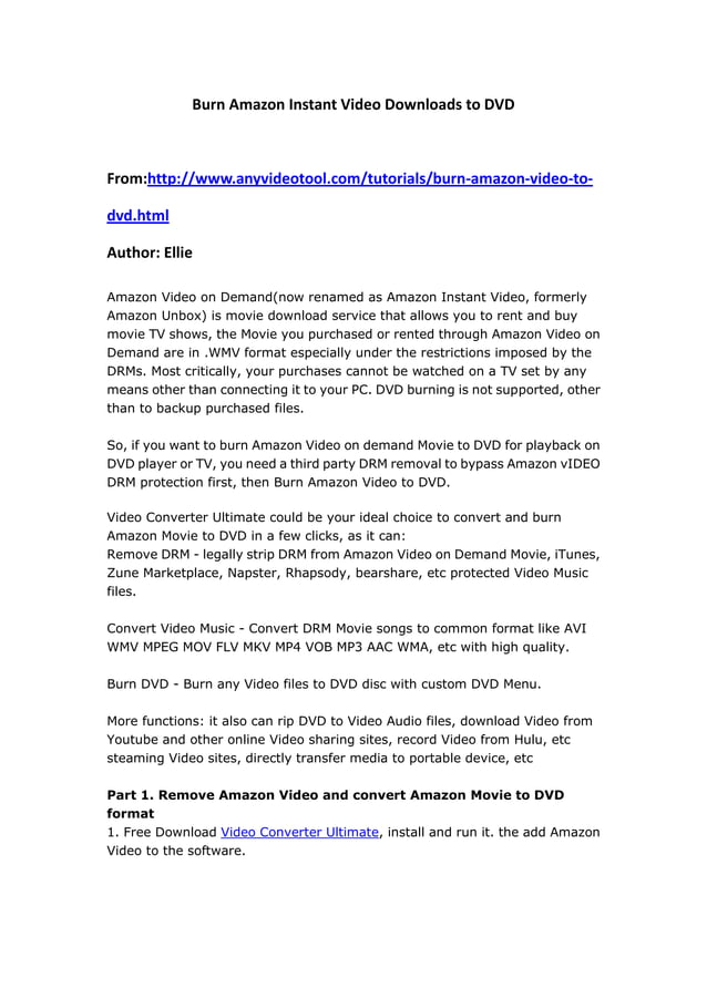 Burn amazon instant video movie to dvd PDF