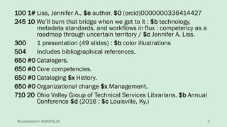 100 1# Liss, Jennifer A., $e author. $0 (orcid)0000000336414427
245 10 We’ll burn that bridge when we get to it : $b techn...