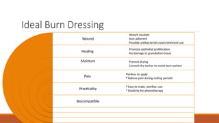 Burn dressings FOR VARIUOUS DEFECTS OF IT | PPTX