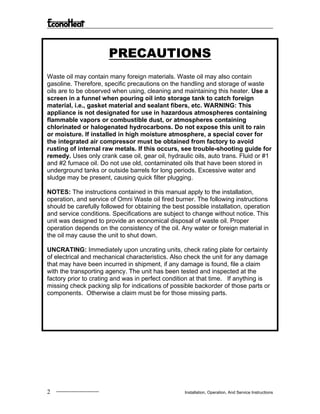 EconoHeat Manual for Vegetable Oil Heater | PDF