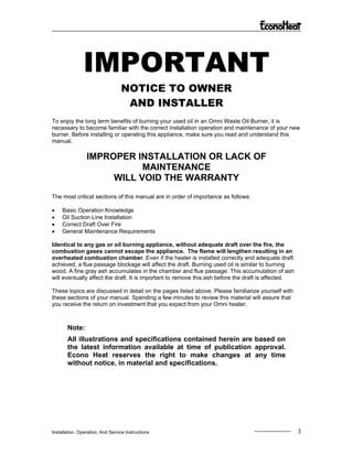 EconoHeat Manual for Vegetable Oil Heater | PDF