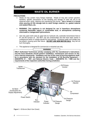 EconoHeat Manual for Vegetable Oil Heater | PDF