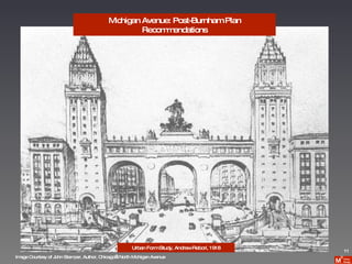 Michigan Avenue: Post-Burnham Plan Recommendations Image Courtesy of John Stamper, Author, Chicago’s North Michigan Avenue Urban Form Study, Andrew Rebori, 1918 11 