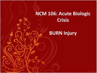 NCM 106: Acute Biologic
Crisis
BURN Injury
 