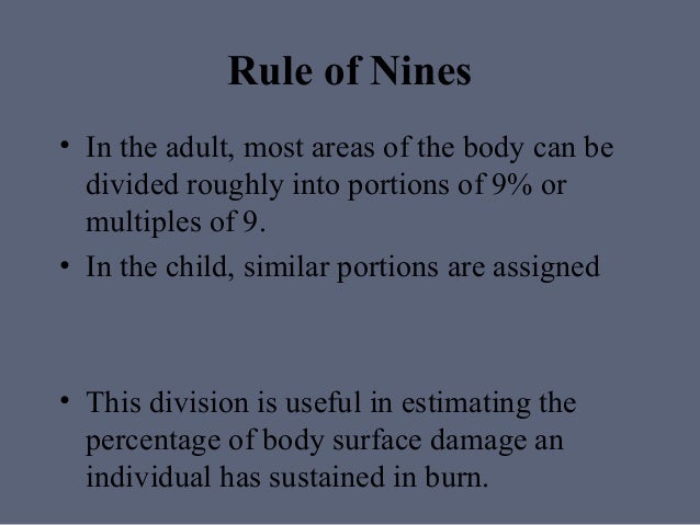 burnmanagement rule of 9 s burn chart child