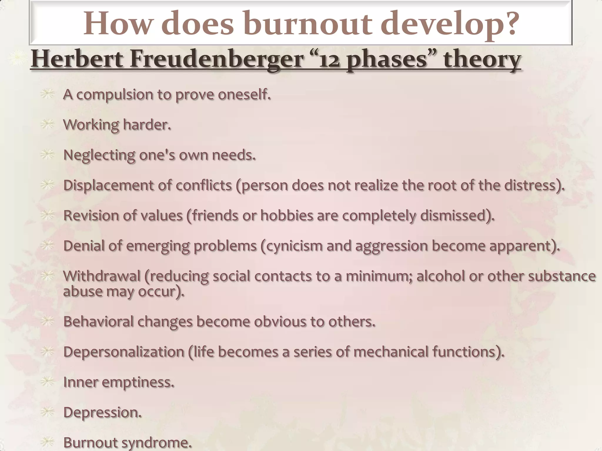 Do you seem to have lost your enthusiasm for the job? People that are burned out report the followingIf you report the following“I’m  frustrated.  It’s getting  impossible  to do a good  job, and  the situation  just keeps getting worse.” 