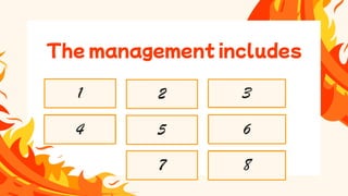 • Burn injuries produce profound metabolic
abnormalities.
• Patient's metabolic demands vary with the extent of
burns.
• The goal of nutritional support is to promote a state of
positive nitrogen balance.
• High protein, lipid and carbohydrate diet should be
given to the patient.
• Curreri formula can be used to estimate energy
requirement.
• Energy requirement = (25 kcal * kg body weight) + (40
kcal * %TBSA burn)
• Method for delivering nutritional support include oral
intake, enteral tube feeding, TPN and Parenteral
nutrition.
• These may be used alone or in combination.
Wound cleaning
1
Nutrition therapy
8
Infection control
7
Pain
management
6
Grafting burn
wound
5
Wound
debridement
4
Wound dressing
3
Topical antimicrobial
therapy
2
The management includes
 