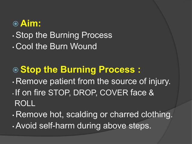 Burn treatment protocol | PPTX | First Aid | Injuries