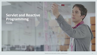 Copyright © 2015, Oracle and/or its affiliates. All rights reserved. |
Aside
Servlet and Reactive
Programming
55
 