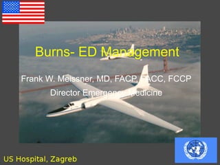 Frank W. Meissner, MD, FACP, FACC, FCCP
Director Emergency Medicine
Burns- ED Management
 